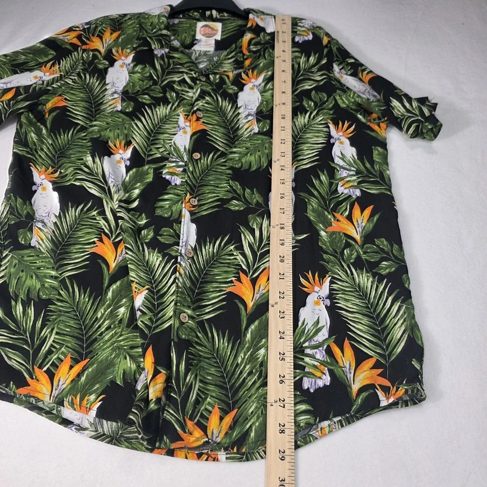 C&C‎ California Men's Casual Tropical Hawaiian Cockatoo Shirt 100% Rayon Sz L